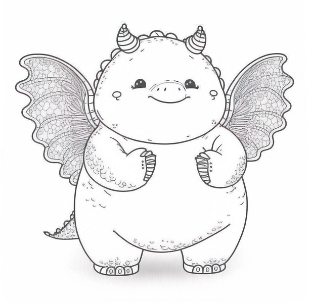 niedliche-drachen-mit-grossen-fluegeln-malvorlage