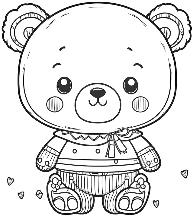 niedlicher-baer-ausmalbild-mit-outfit