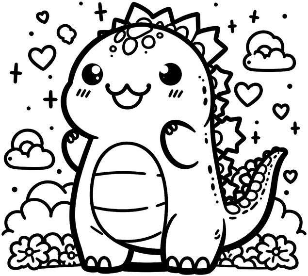 niedlicher-dinosaurier-herzchen-wolken-ausmalvorlage