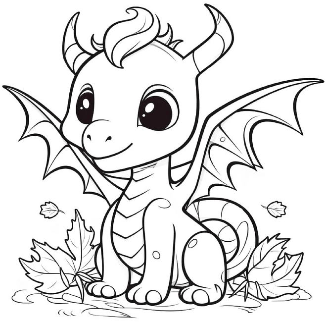 niedlicher-drache-herbst-ausmalvorlage