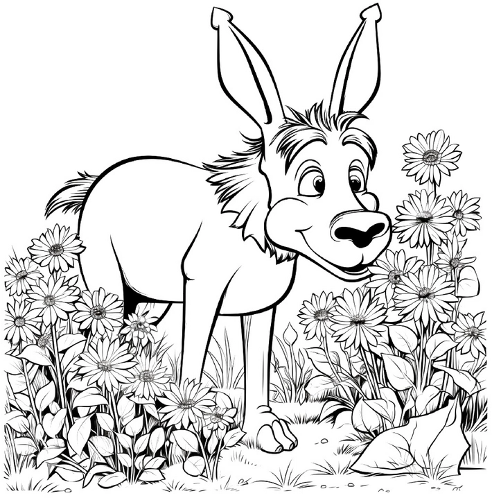 niedlicher-esel-im-blumenfeld