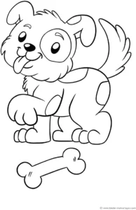 niedlicher-hund-mit-knochen-ausmalvorlage