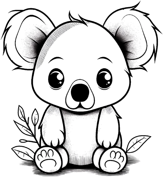niedlicher-koala-mit-blaettern-zum-ausmalen
