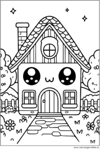 niedliches-kawaii-haus-ausmalvorlage