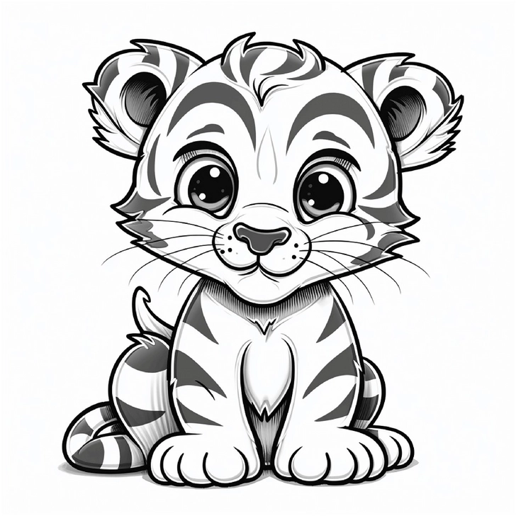 niedliches-tigerbaby-malvorlage