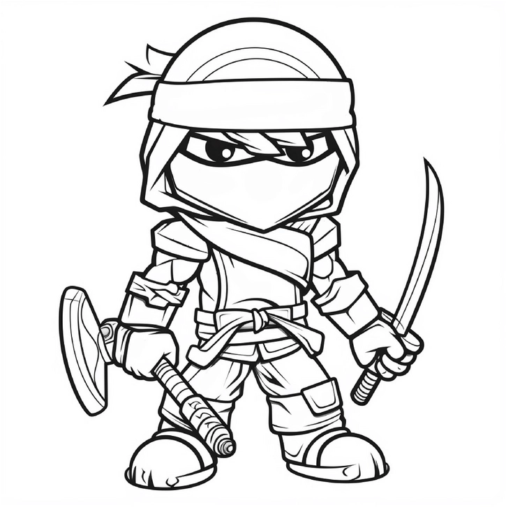 ninja-ausmalvorlage-mit-schwert-und-axte