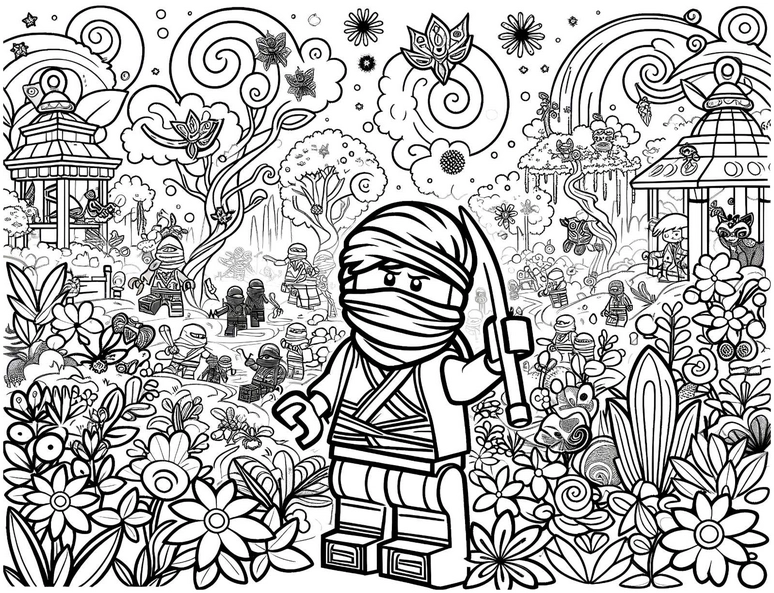 ninja-im-garten-fantasiewelt-malvorlage