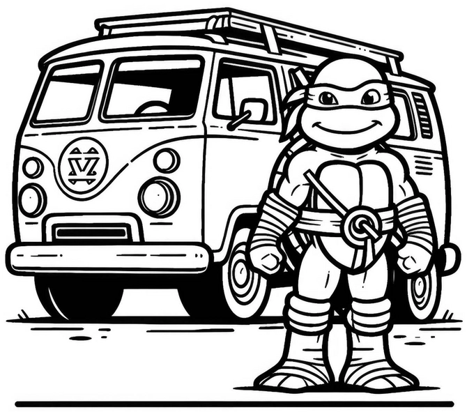 ninja-turtles-mit-van-ausmalvorlage