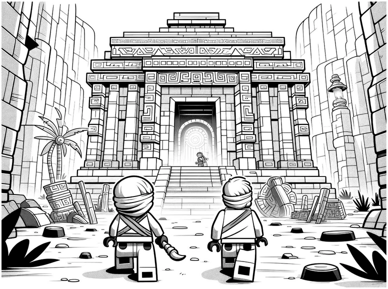 ninja-vor-geheimnisvollem-tempel-ausmalvorlage