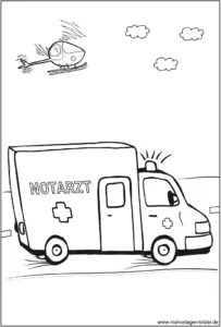 notarztwagen-rettungshubschrauber-ausmalvorlage