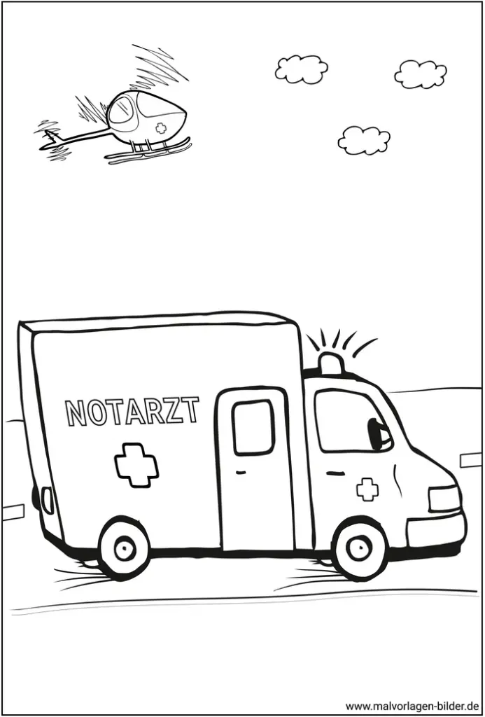 notarztwagen-rettungshubschrauber-ausmalvorlage
