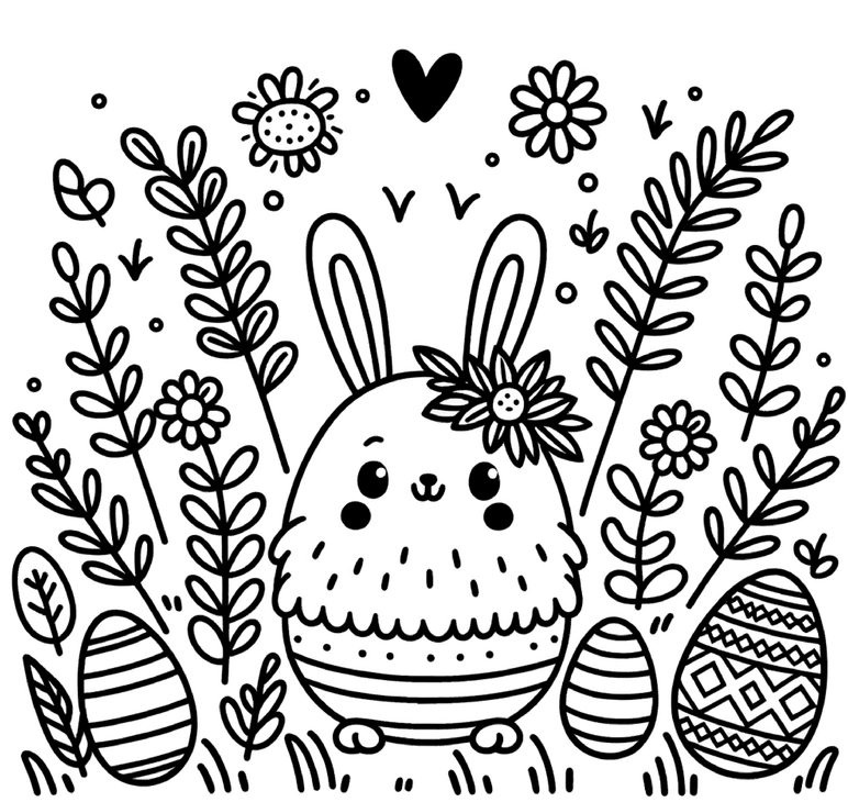 osterhase-blumen-ostereier-malvorlage