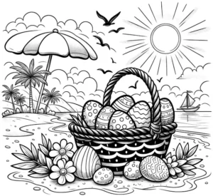 osterkorb-am-strand-bunte-eier