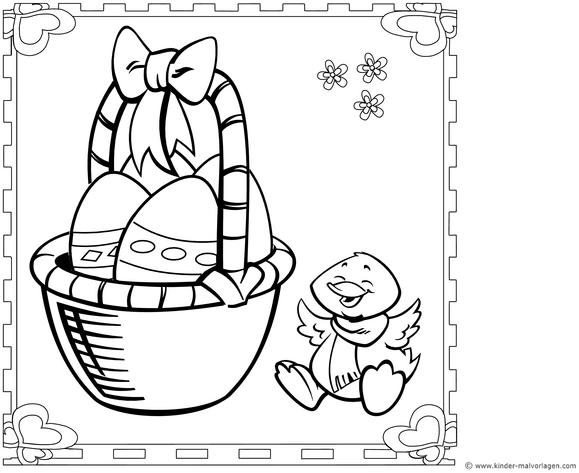 osterkorb-bunte-eier-und-entenkueken