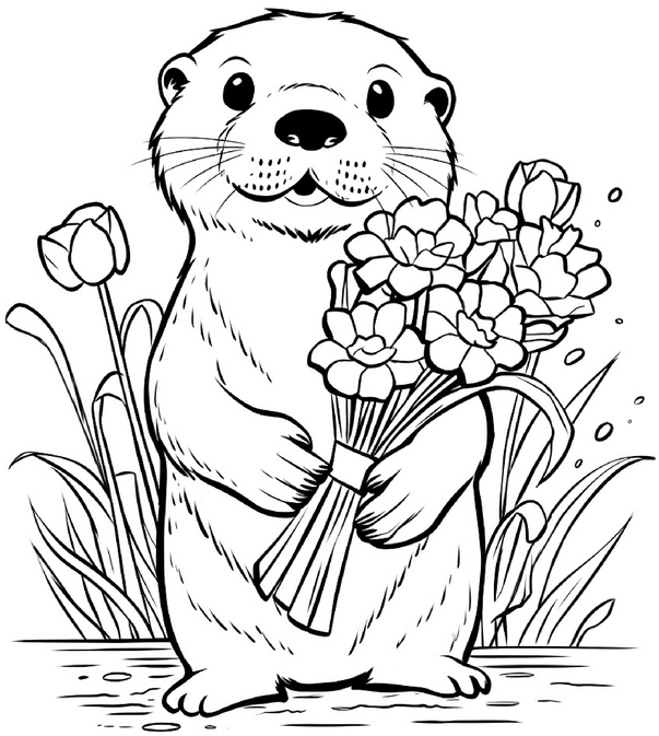 otter-blumen-malvorlage