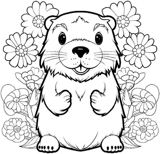 otter-mit-blumen-malvorlage