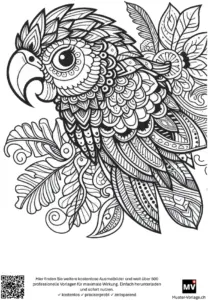 papagei-mit-pflanzen-ausmalbild