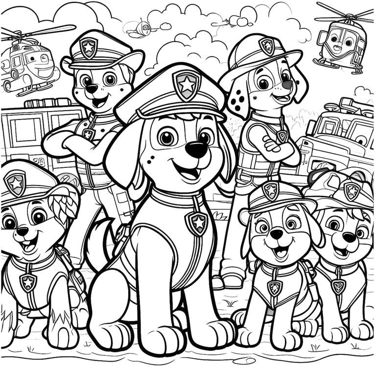 paw-patrol-polizei-hunde-ausmalvorlage