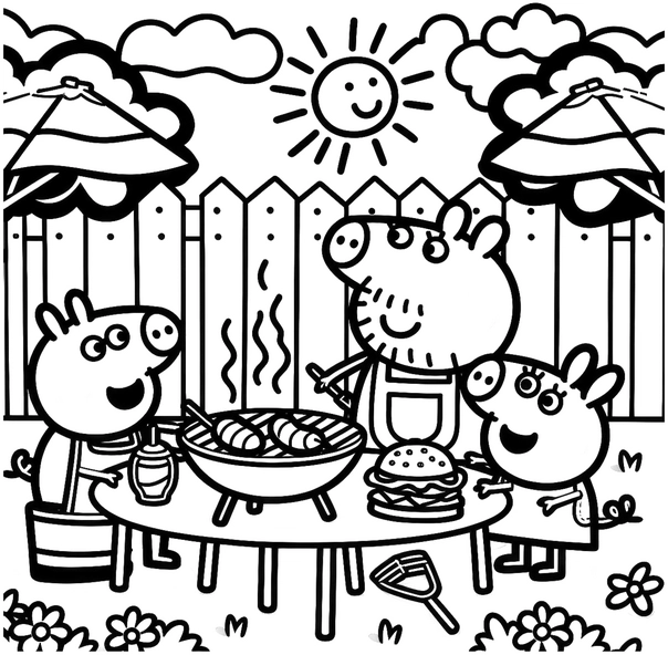 peppa-wutz-grill-party-ausmalbild