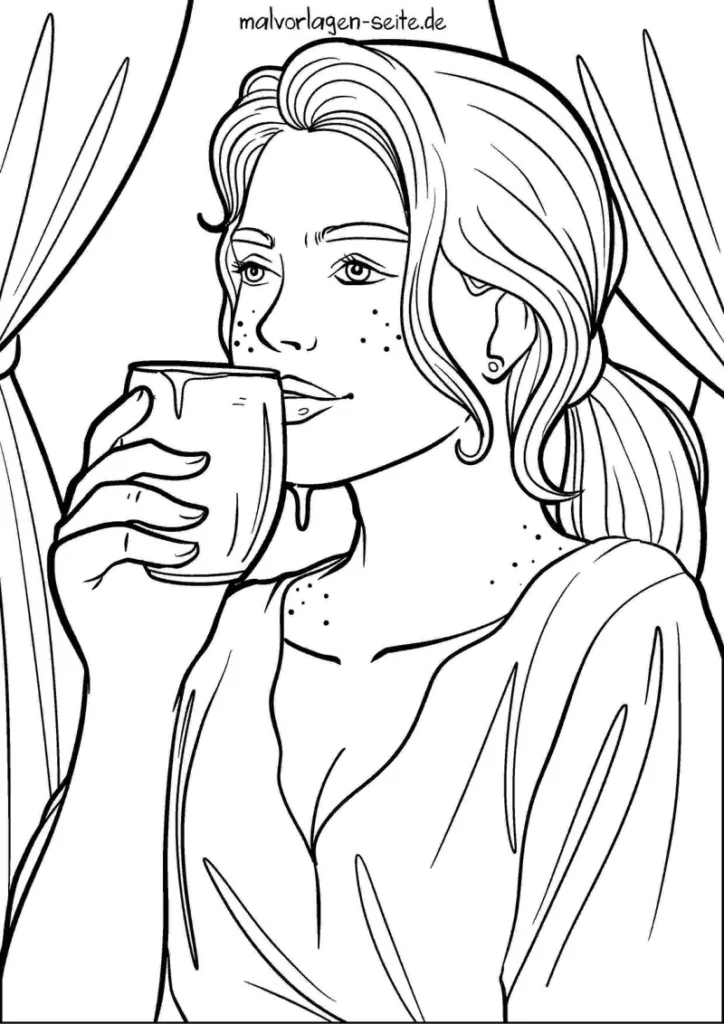 person-mit-tasse-und-vorhaengen