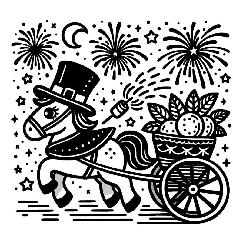 pferd-feuerwerk-silvester-ausmalvorlage