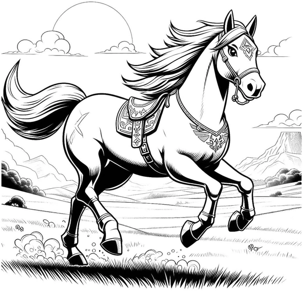 pferd-in-der-natur-ausmalvorlage