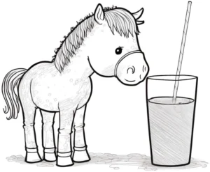 pferd-mit-getraenk-ausmalvorlage