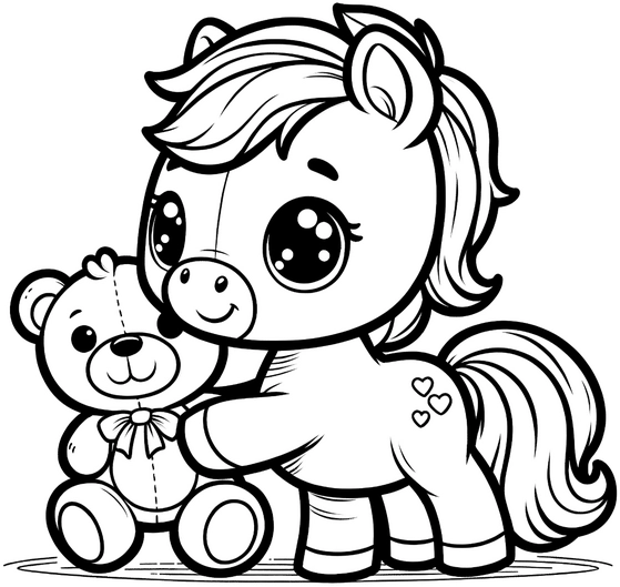 pferd-mit-teddybaer-ausmalvorlage