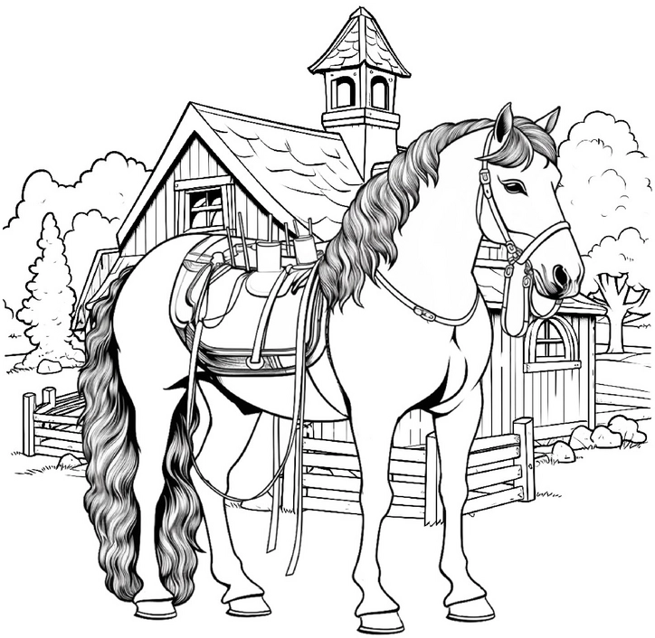 pferd-vor-scheune-malvorlage