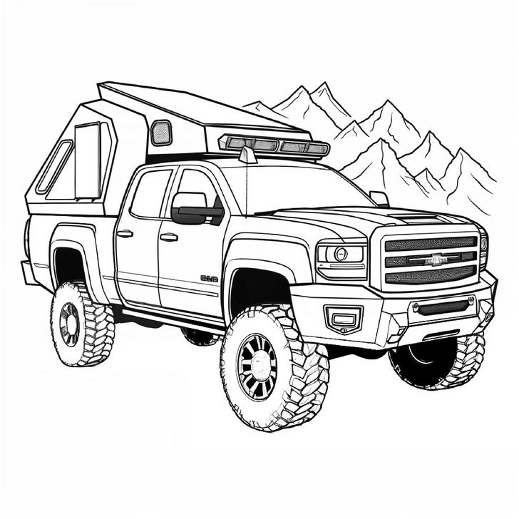 pickup-truck-in-den-bergen-malen-ausmalvorlage