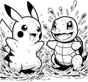 pikachu-und-schiggy-ausmalvorlage-im-wasser-spass