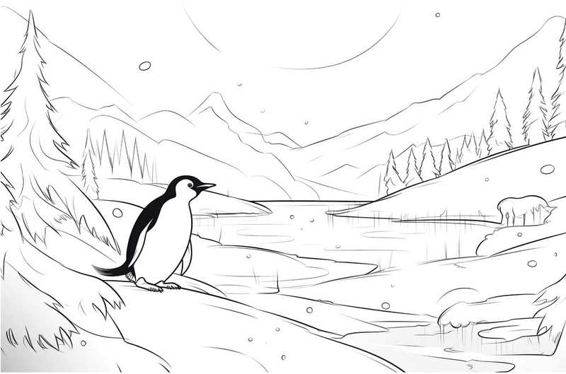 pinguin-in-winterlandschaft-malvorlage