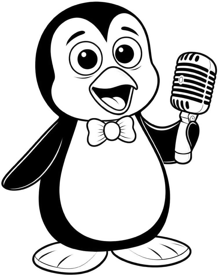 pinguin-mit-mikrofon-ausmalvorlage