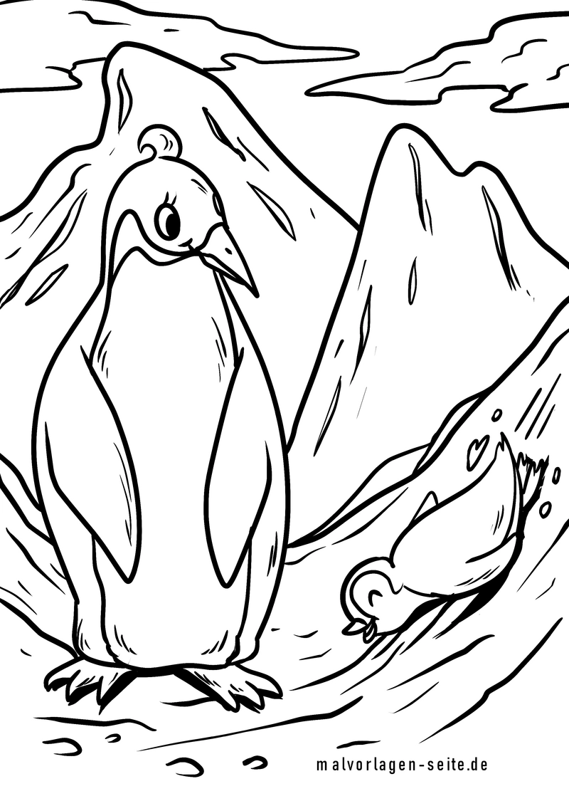 pinguine-in-der-winterlandschaft