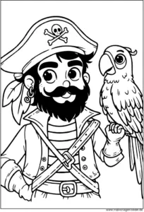 pirat-mit-papagei-malvorlage