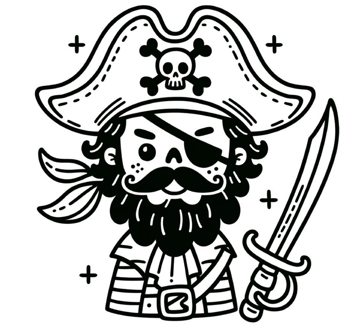 pirat-mit-schwert-und-totenkopf-ausmalvorlage