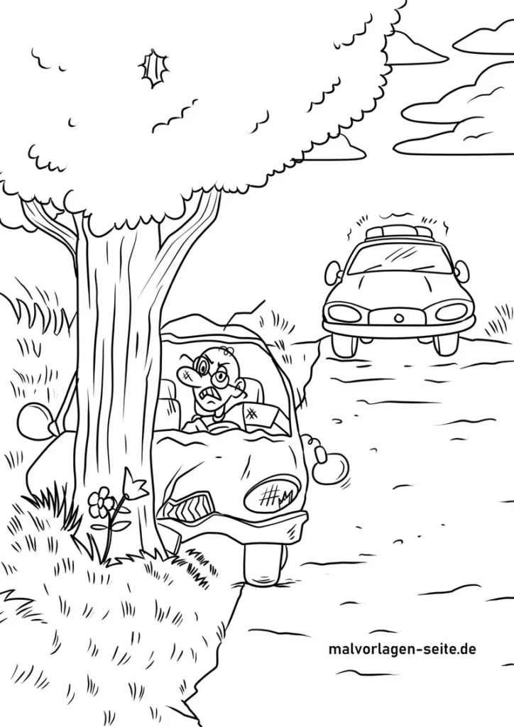 polizei-verkehrssicherheit-szene-malvorlage