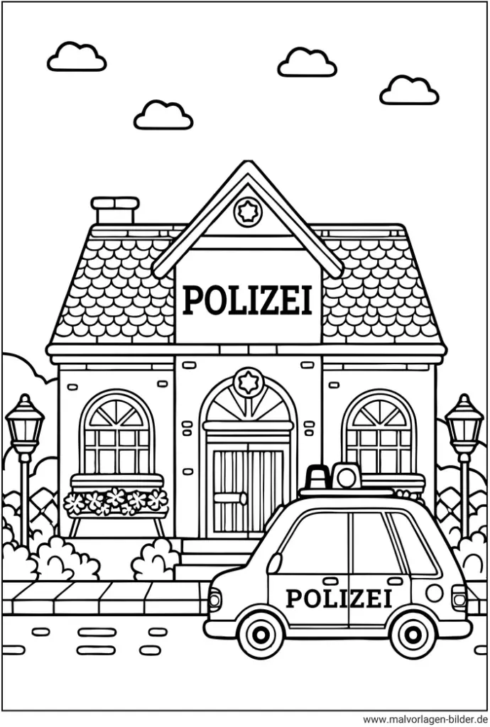 polizeiwache-und-polizeiauto-ausmalen