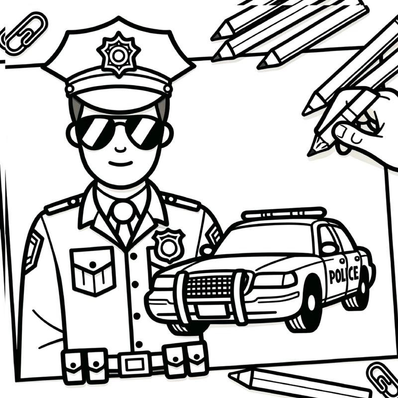 polizist-und-polizeiwagen-ausmalvorlage