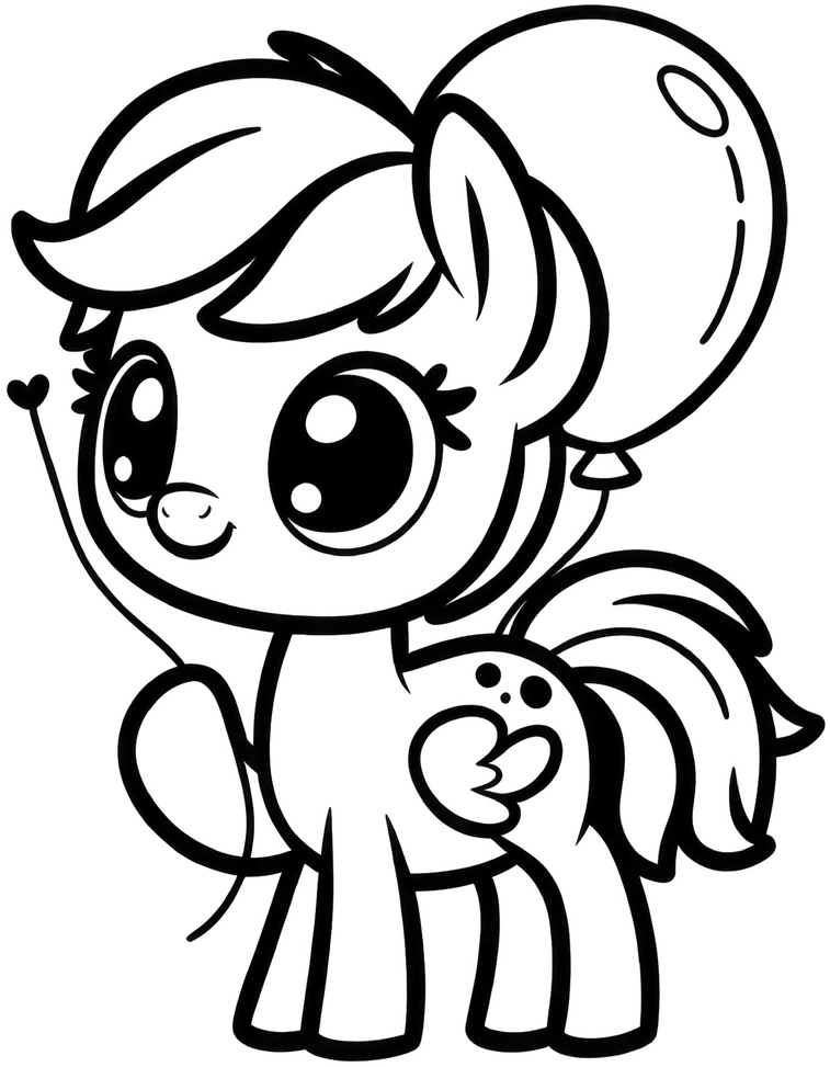 pony-mit-ballon-ausmalvorlage
