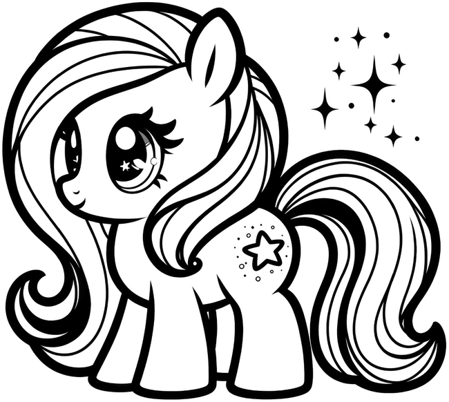 pony-mit-funkelnden-sternen-ausmalvorlage