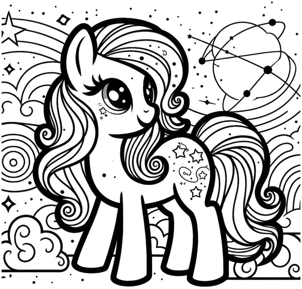 ponys-im-weltall-ausmalvorlage