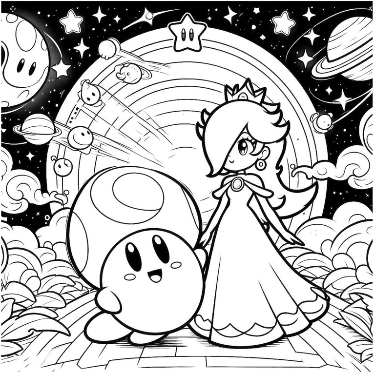 princess-kirby-weltall-ausmalvorlage
