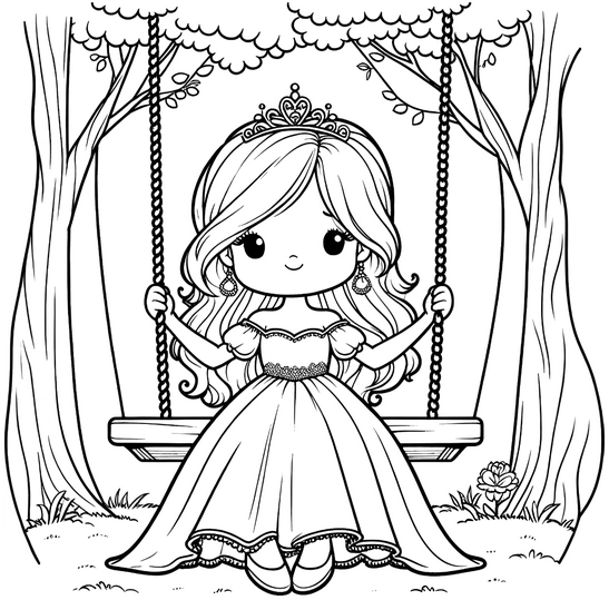 princessin-auf-schaukel-im-maerchenwald