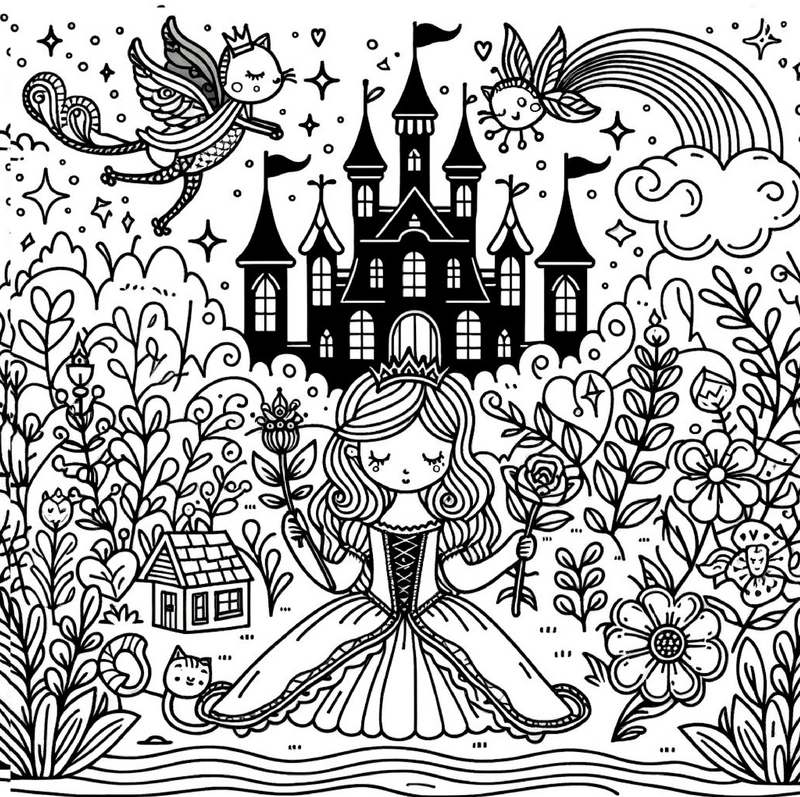 princessin-im-maerchenland-mit-schloss-und-feen