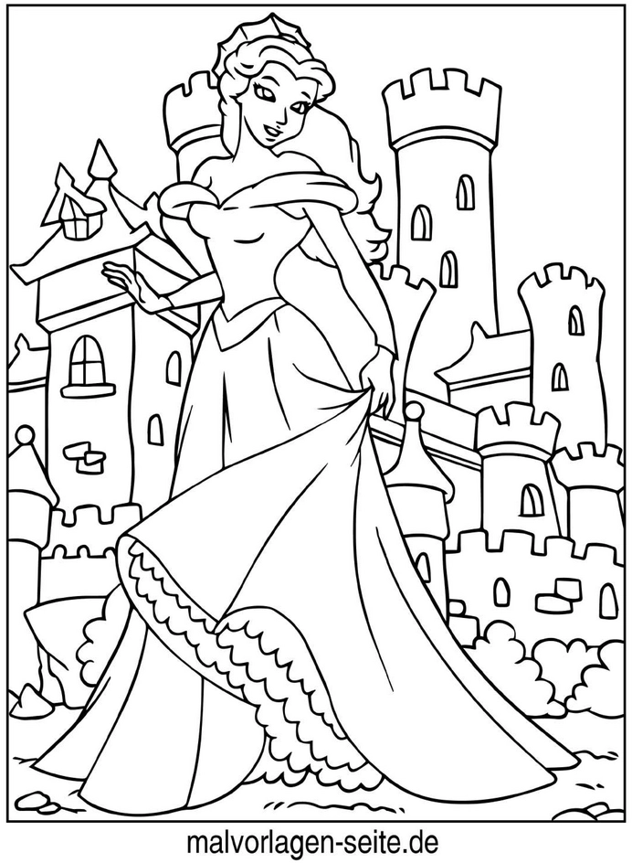 princessin-im-schloss-ausmalvorlage