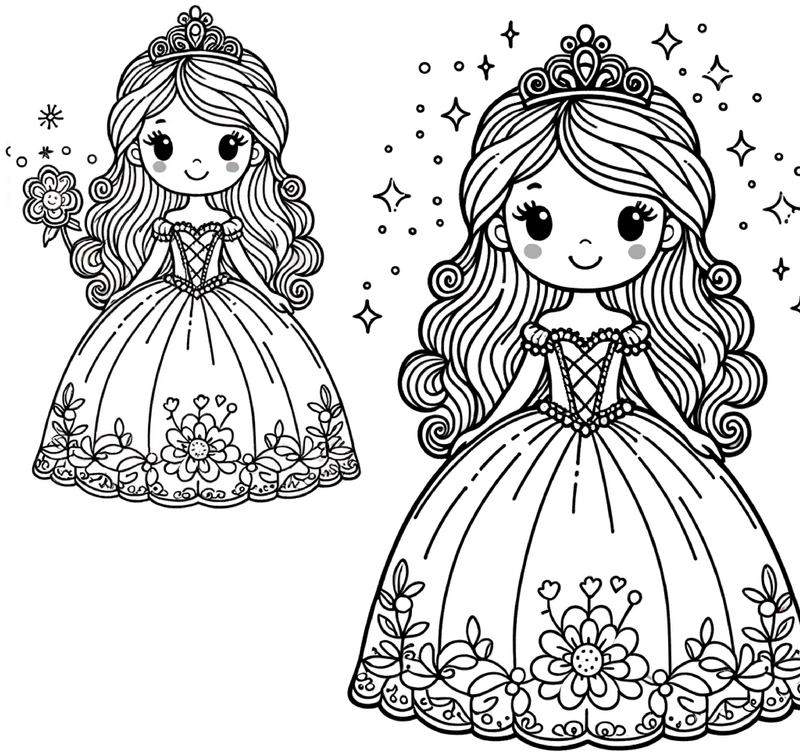 princessin-mit-funkelnden-sternen-und-blumen