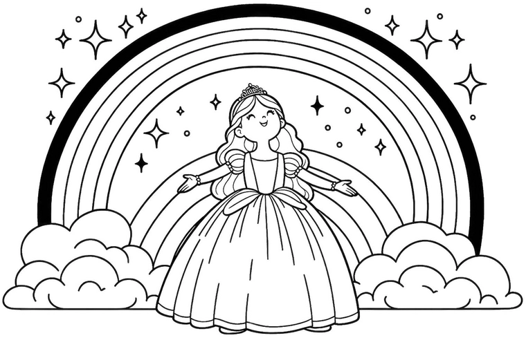 princessin-mit-regenbogen-und-wolken