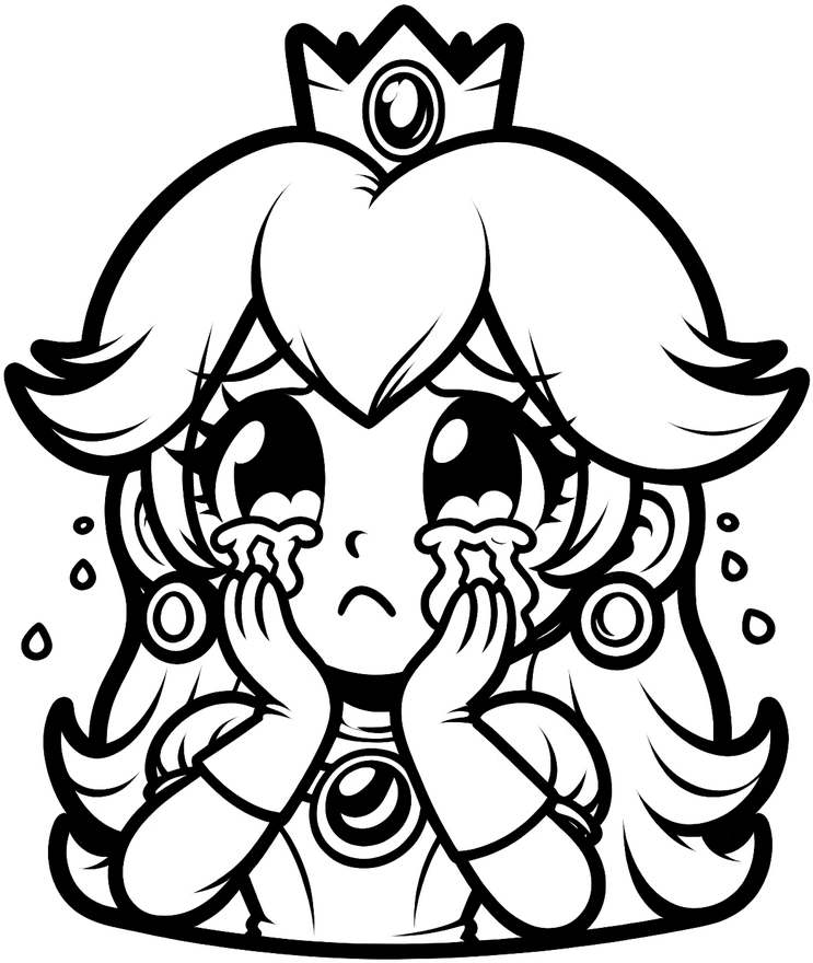 princessin-mit-traurigen-gesichtsausdruck-ausmalbild