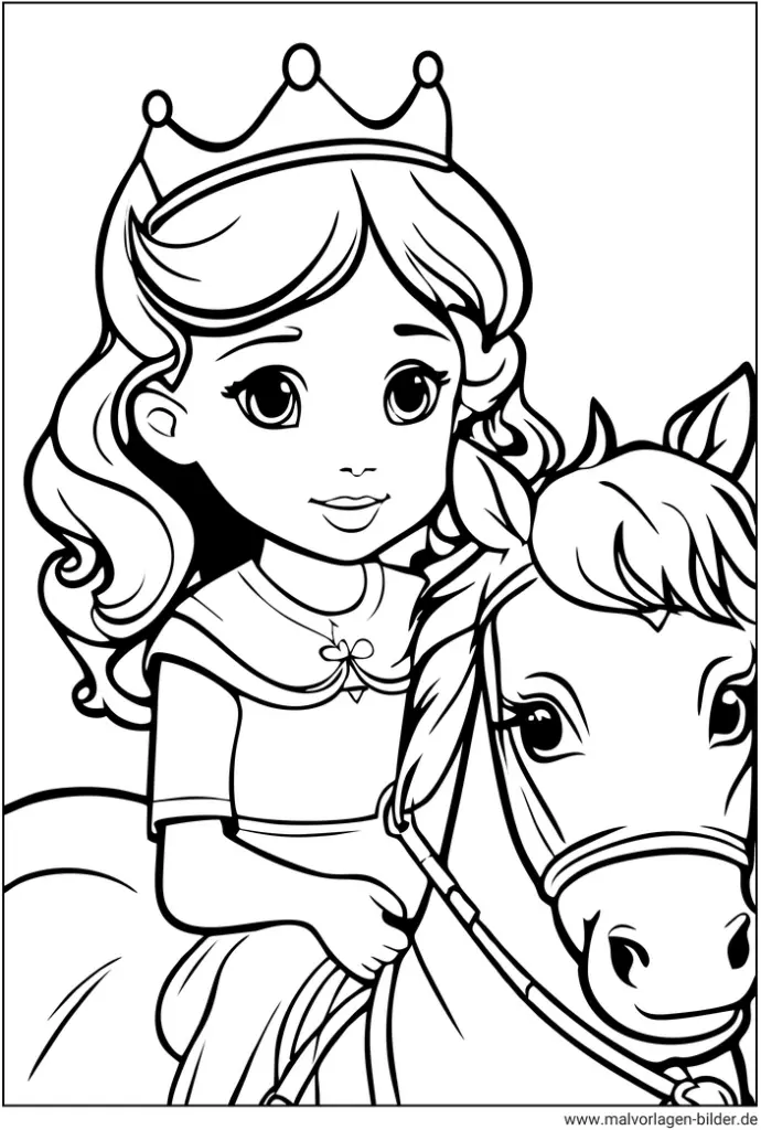 prinzessin-auf-pferd-ausmalbild
